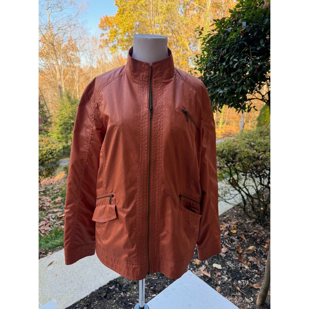 Zenergy by Chico's Burnt Orange Textured Lightweight Jacket Women's Size 2